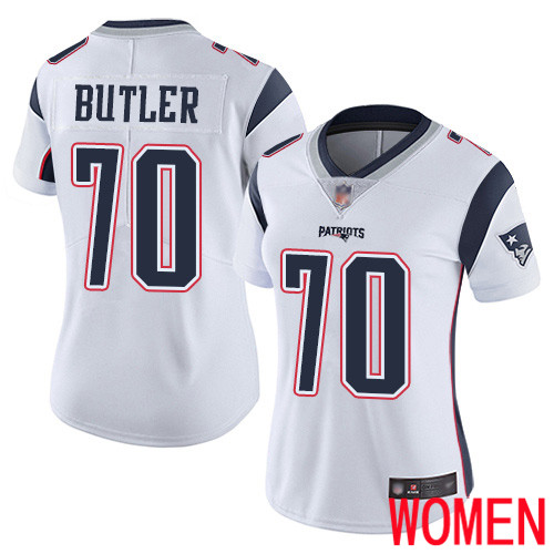 New England Patriots Football #70 Vapor Untouchable Limited White Women Adam Butler Road NFL Jersey